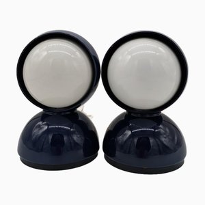 Lámparas Eclisse primera serie en azul de Vico Magistretti para Artemide, Italia, 1966. Juego de 2