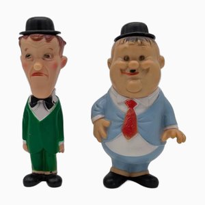 Rubber Laurel & Hardy Figures from Ledraplastic, Set of 2