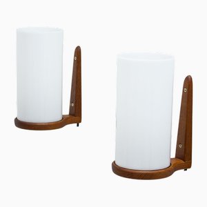 Lampade da parete in teak e acrilico di Luxus, anni '60, set di 2