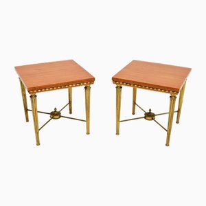 Tables d'Appoint Antique en Satin et en Laiton, 1920, Set de 2