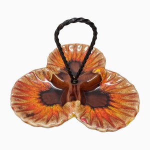 Französische Vintage Keramik Servierplatte mit drei Fächern, 1970er