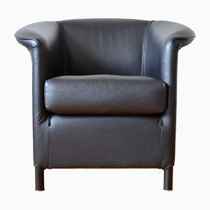 Aura Lounge Chair in Black Leather by Paolo Piva for Wittmann, 1983