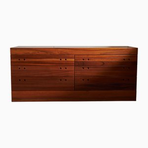 Circular Handles Six Drawer Walnut Sideboard, 1980s