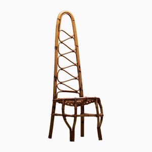 Chaise à Dossier Haut en Bambou, 1960s