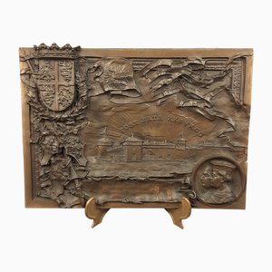 Bronze High Relief Plaque with Sforzesco Castle, Late 19th Century