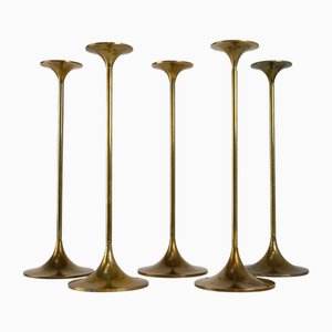 Dänische Vintage Messing Kerzenständer von Torben Ørskov, 1960er, 5er Set
