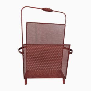 Magazine Rack in Red Rigitule attributed to Mathieu Matégot, 1950s