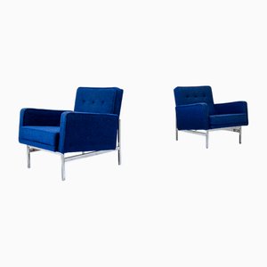 Poltrone con rivestimento blu di Florence Knoll Bassett, USA, anni '50, set di 2