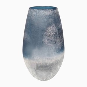 Blaue Vase aus Milchglas von Arte Vetro, Italien, 1970er