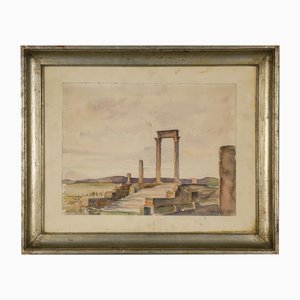 Aquarelle d'Epoque Grand Tour Italie Signée