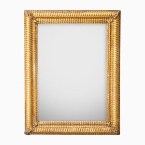 French Rectangular Gilt Mirror with Ribbed Frame, 19th Century