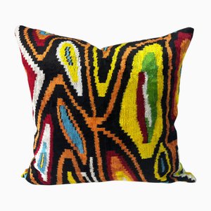 Ikat Lendenkissenbezug aus Seide mit Tribal Design, 2000er