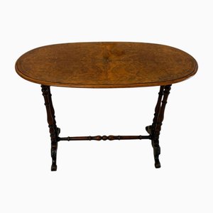 Victorian Burr Walnut Oval Centre or Lamp Table, 1860s