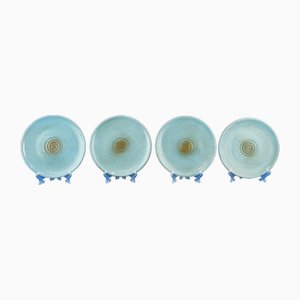 Assiettes Maiolica Style Futuriste Vintage par Galvani, Pordenone, Italie, 1930s, Set de 4