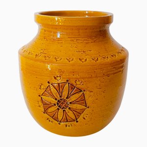 Vintage Yellow Ceramic Cache Pot by Aldo Londi for Bitossi, 1970s