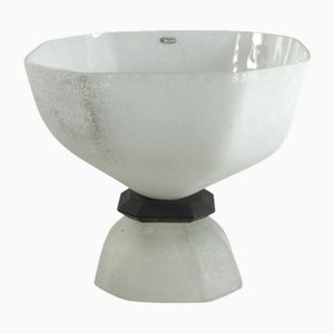 Vase en Verre de Murano Blanc et Noir par Vittorio Rigattieri pour Vetri d'Arte, 1970s