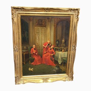 French Artist, Cardinals in Clerical Setting, 19th Century, Oil on Canvas