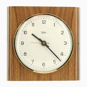 Wood and Brass Wall Clock from Diehl, 1960s