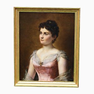 Portrait of a Lady, 19th Century, Oil on Canvas, Framed