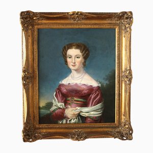 Portrait of a Lady, 19th Century, Oil on Canvas, Framed