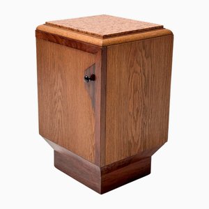 Mesita de noche o mesita de noche Art Déco con tablero de mármol, años 30