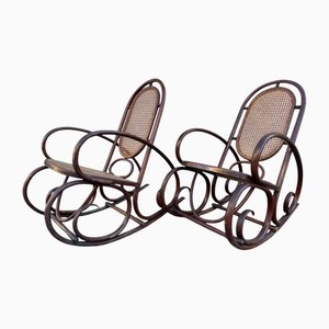 Sedie a dondolo vintage in faggio, set di 2