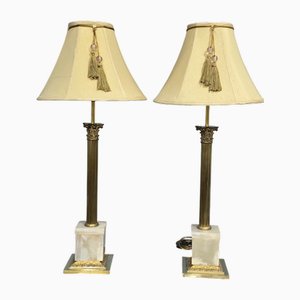 Korinthische Säulen Tischlampen aus Messing, 1920, 2er Set