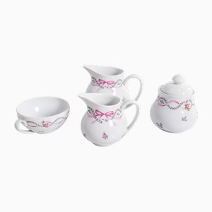 Tea Set in Porcelain from Limoges, 1920, Set of 4