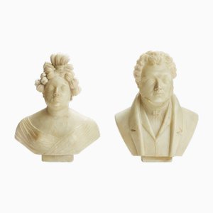 Giuseppe Benassai, Bust Sculptures, 1834, Alabaster, Set of 2