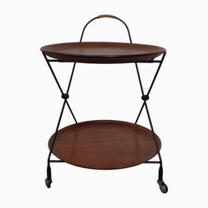 Mid-Century Teak and Metal Serving Bar Cart by Paul Nagel for Jie Gantofta, Sweden, 1960s