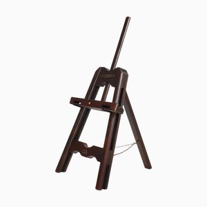 Italian Folding Table Easel in Wood and Brass, 1970s