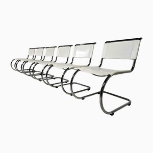 White MR10 Cantilever Dining Chairs by Ludwig Mies van der Rohe for Thonet, 1980s, Set of 6