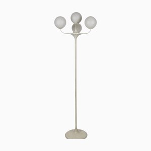 Mid-Century Space Age White 4-Arm Floor Lamp attributed to Max Bill for Temde, 1960s