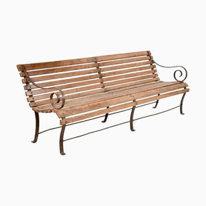 Outdoor Bench in Solid Wood and Iron