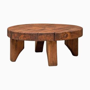 Round Wabi Sabi Coffee Table in Oak by Jean Prouvé, 1940s