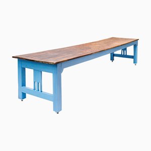 Mesa de claustro francesa vintage muy larga de madera