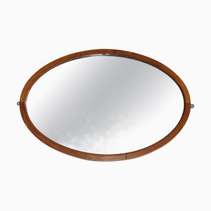 Art Deco Venetian Mercury Plate & Hardwood Framed Oval Mirror, 1920s