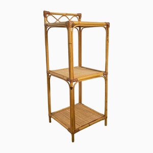 Vintage 3 Tiered Bamboo and Cane Bedside Table