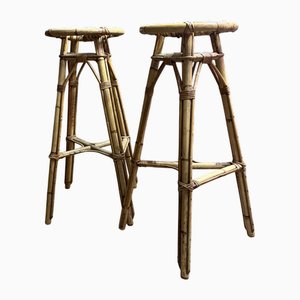 Set of Bamboo Stools, 1950s