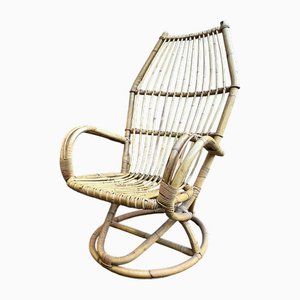 Vintage Stuhl aus Bambus mit rundem Gestell