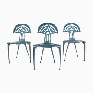 Sillas turquesas españolas de aluminio atribuidas a Oscar Tusquets Blanca, años 80. Juego de 3