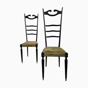 Paolo Buffa zugeschriebene Mid-Century Modern Stühle mit hoher Rückenlehne, 1950er, 2er Set