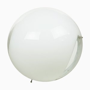 Flush Mount in White and Clear Murano Glass and Metal by Carlo Nason for Mazzega, 1960s