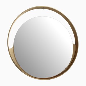 Specchio Space Age in ottone e oro rosa, anni '70