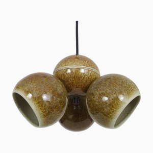 Vintage Italian Chandelier with Three Ball Lights in Glazed Sandstone from Stilnovo, 1960s