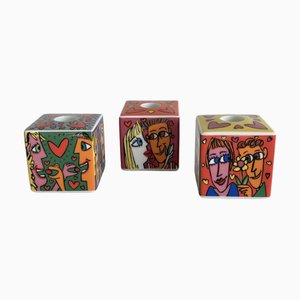 Candelabro Party Talk de James Rizzi para Rosenthal Studio, años 90. Juego de 3