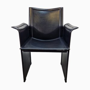 Fauteuil Korium en Cuir Noir par Tito Agnoli pour Matteo Grassi, Italie, 1970s