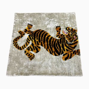 Velvet Silk Lumbar Cushion Cover with Rainbow Design, 2000s