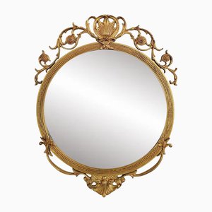 Round Brass Medallion Mirror, 1950s