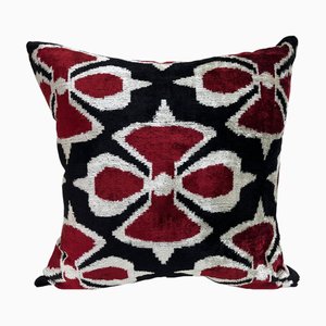 Ikat Silk Cushion Cover with Floral Design, 2000s